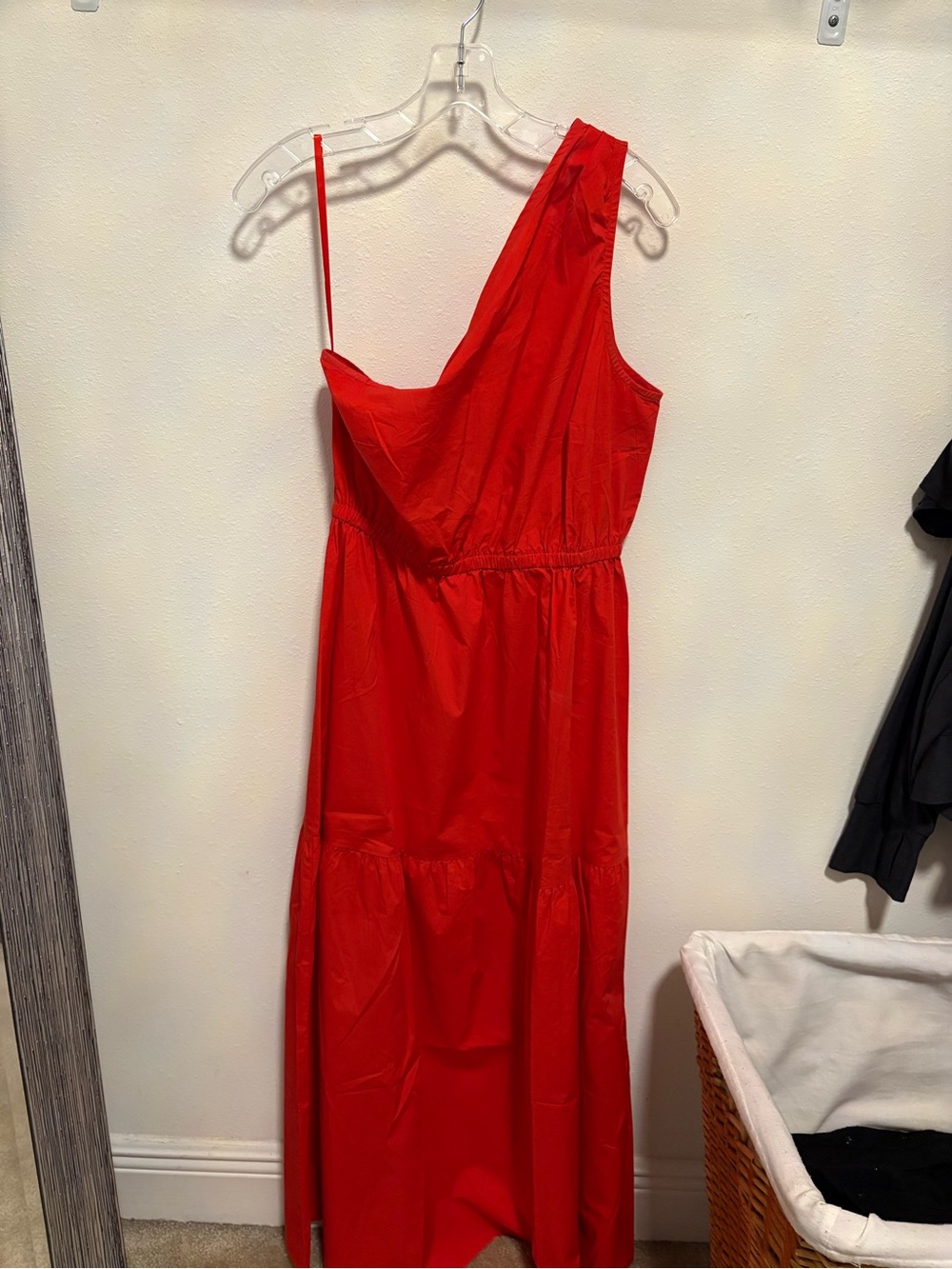 LOFT One-Shoulder Red Maxi Dress